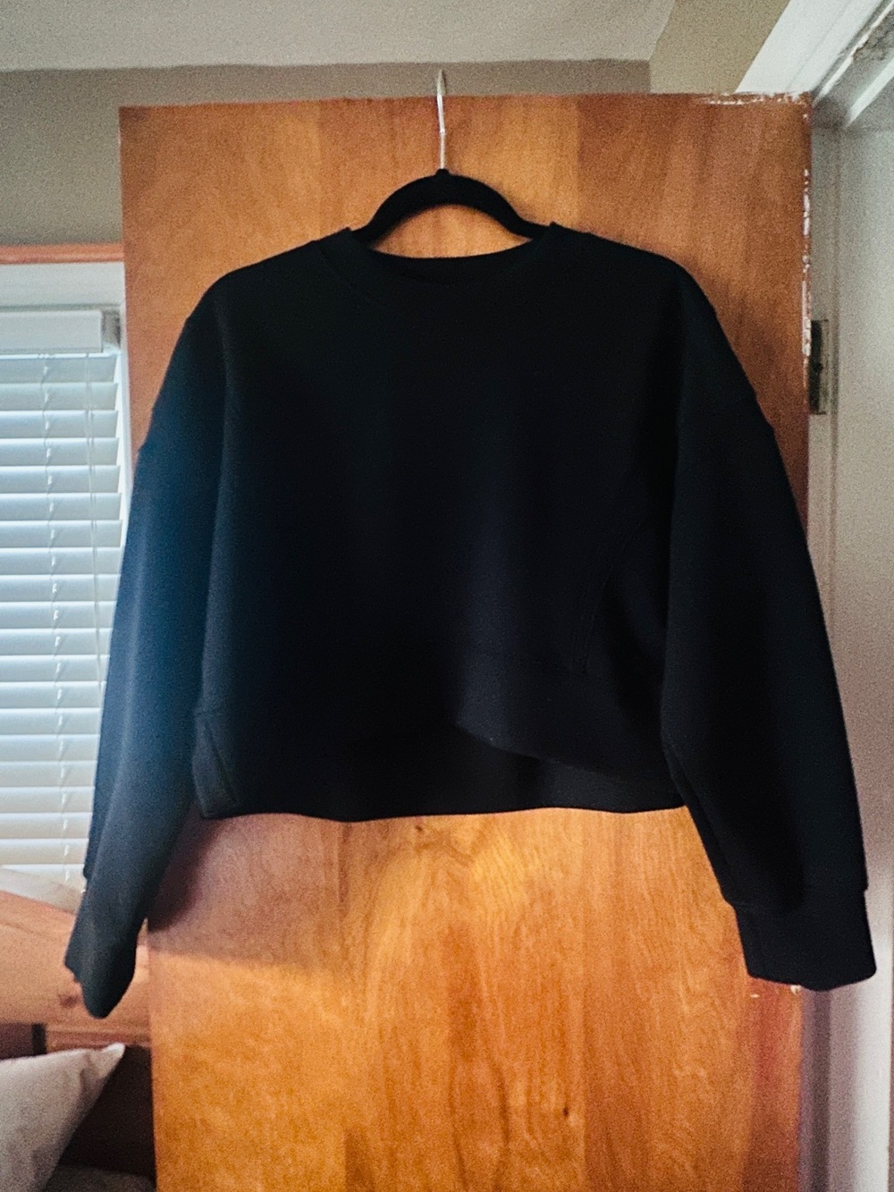 Cropped Black Crewneck Sweater for Women